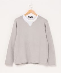 リネンライクタック編レイヤード ニットTシャツ