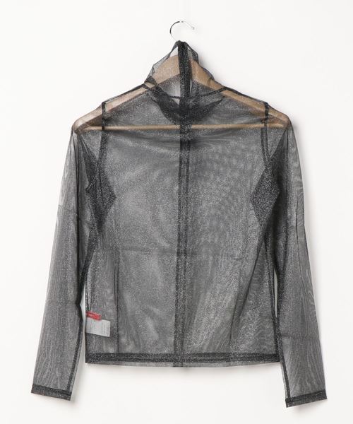 【未使用/定価1万】ミントデザインズ mint designs *ラメシースルー シアータートルトップス*2チュール(1-2307-100)【62G32】 未使用/定価1万】ミントデザインズ mint designs *ラメ