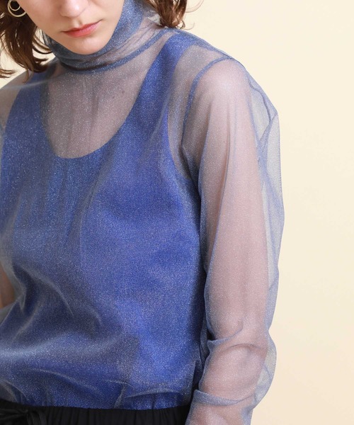 【未使用/定価1万】ミントデザインズ mint designs *ラメシースルー シアータートルトップス*2チュール(1-2307-100)【62G32】 未使用/定価1万】ミントデザインズ mint designs *ラメ