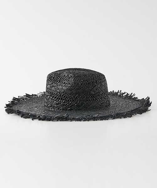 AZUL by moussy(アズールバイマウジー)の「WIDE BRIM FRINGE HAT/ワイドブリムフリンジハット(ハット・レディース・ブラウン/ブラック/ベージュ・FREE)」の4枚目の写真