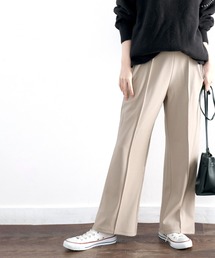 classicalelf | センタープレスありピンタックツイル無地カットフレアパンツ(フルレングス)(スラックス)