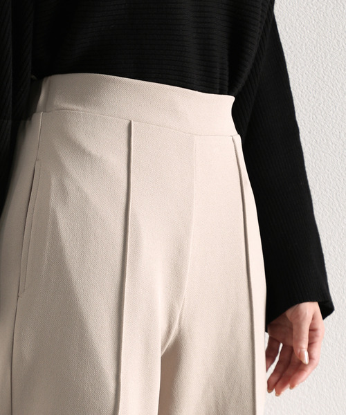 classicalelf（クラシカルエルフ）の「センタープレスありピンタックツイル無地カットフレアパンツ(フルレングス)（スラックス・レディース・ブラック/グレイッシュベージュ/アッシュブラウン・XX-LARGE/LARGE/X-LARGE/MEDIUM/SMALL）」の14枚目の写真
