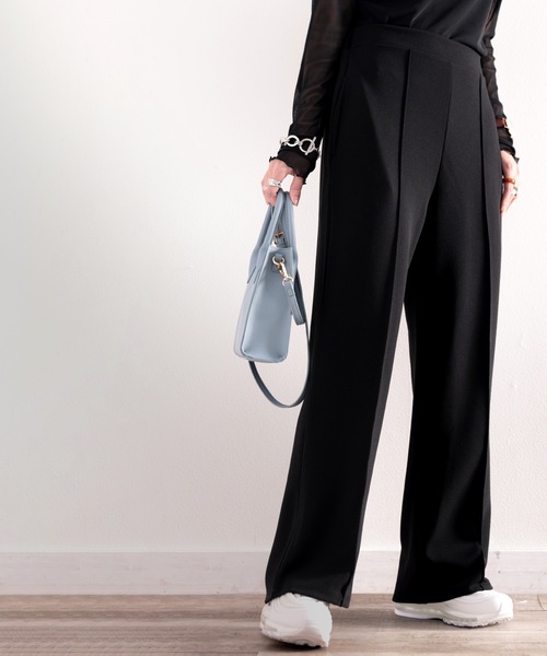 classicalelf（クラシカルエルフ）の「センタープレスありピンタックツイル無地カットフレアパンツ(フルレングス)（スラックス・レディース・ブラック/グレイッシュベージュ/アッシュブラウン・XX-LARGE/LARGE/X-LARGE/MEDIUM/SMALL）」の12枚目の写真