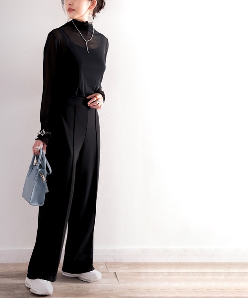 classicalelf（クラシカルエルフ）の「センタープレスありピンタックツイル無地カットフレアパンツ(フルレングス)（スラックス・レディース・ブラック/グレイッシュベージュ/アッシュブラウン・XX-LARGE/LARGE/X-LARGE/MEDIUM/SMALL）」の13枚目の写真