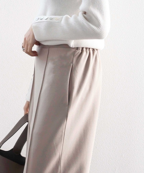 classicalelf（クラシカルエルフ）の「センタープレスありピンタックツイル無地カットフレアパンツ(フルレングス)（スラックス・レディース・ブラック/グレイッシュベージュ/アッシュブラウン・XX-LARGE/LARGE/X-LARGE/MEDIUM/SMALL）」の15枚目の写真