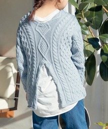 【WEB限定】アラン柄バックスリットニットプルオーバー
