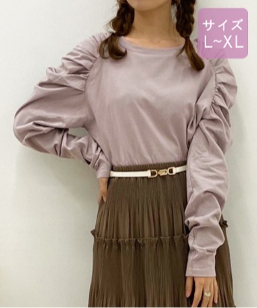 apres jour（アプレジュール）の「【大きいサイズ】パワショルトップス【ZOZOTOWN限定アイテム】（Tシャツ/カットソー・レディース・ブラック/オフホワイト/ラベンダー/ライトベージュ・X-LARGE）」の4枚目の写真