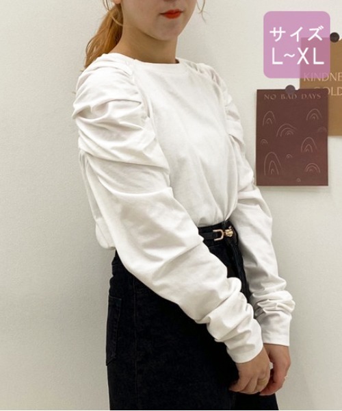 apres jour（アプレジュール）の「【大きいサイズ】パワショルトップス【ZOZOTOWN限定アイテム】（Tシャツ/カットソー・レディース・ブラック/オフホワイト/ラベンダー/ライトベージュ・X-LARGE）」の5枚目の写真