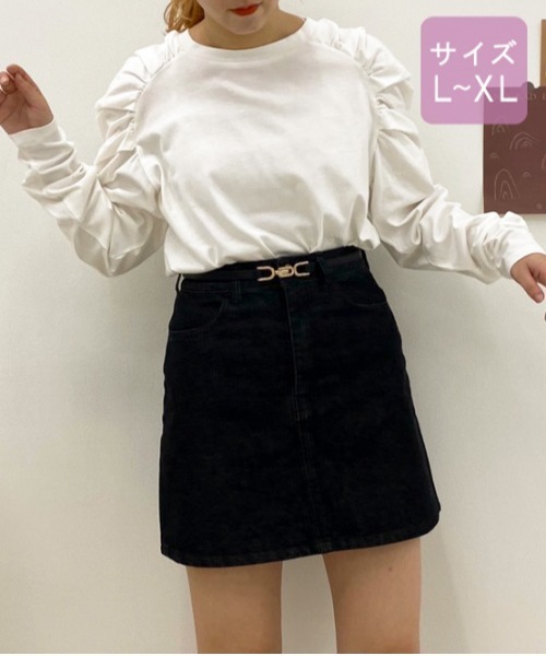 apres jour（アプレジュール）の「【大きいサイズ】パワショルトップス【ZOZOTOWN限定アイテム】（Tシャツ/カットソー・レディース・ブラック/オフホワイト/ラベンダー/ライトベージュ・X-LARGE）」の6枚目の写真