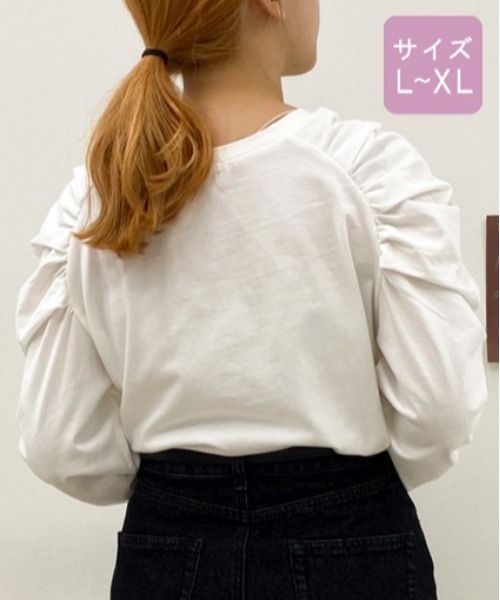 apres jour（アプレジュール）の「【大きいサイズ】パワショルトップス【ZOZOTOWN限定アイテム】（Tシャツ/カットソー・レディース・ブラック/オフホワイト/ラベンダー/ライトベージュ・X-LARGE）」の7枚目の写真