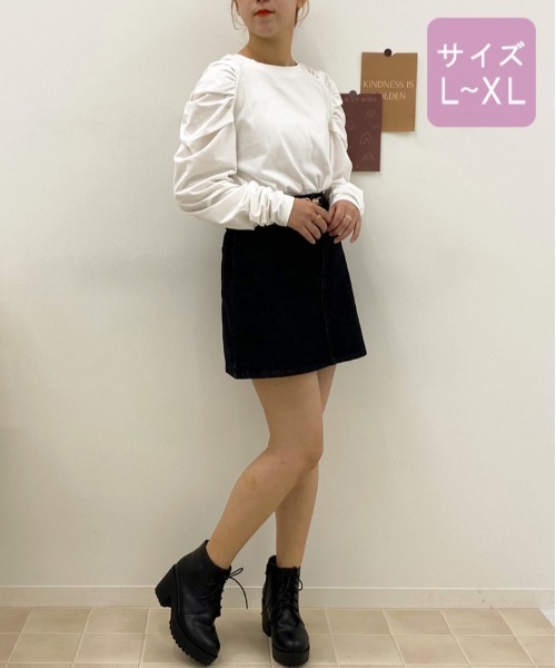 apres jour（アプレジュール）の「【大きいサイズ】パワショルトップス【ZOZOTOWN限定アイテム】（Tシャツ/カットソー・レディース・ブラック/オフホワイト/ラベンダー/ライトベージュ・X-LARGE）」の8枚目の写真