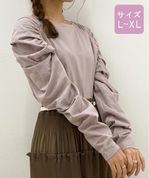 apres jour（アプレジュール）の「【大きいサイズ】パワショルトップス【ZOZOTOWN限定アイテム】（Tシャツ/カットソー・レディース・ブラック/オフホワイト/ラベンダー/ライトベージュ・X-LARGE）」の18枚目の写真