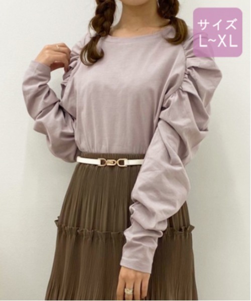 apres jour（アプレジュール）の「【大きいサイズ】パワショルトップス【ZOZOTOWN限定アイテム】（Tシャツ/カットソー・レディース・ブラック/オフホワイト/ラベンダー/ライトベージュ・X-LARGE）」の17枚目の写真