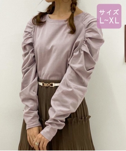 apres jour（アプレジュール）の「【大きいサイズ】パワショルトップス【ZOZOTOWN限定アイテム】（Tシャツ/カットソー・レディース・ブラック/オフホワイト/ラベンダー/ライトベージュ・X-LARGE）」の19枚目の写真