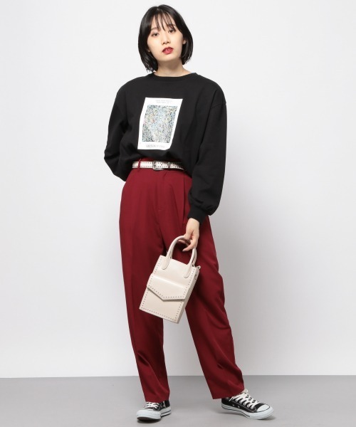 PAGEBOY（ページボーイ）の「ジャクソンポロックロンT /プリントロンT（Tシャツ/カットソー・レディース・オフホワイト/ブラック・FREE）」の4枚目の写真