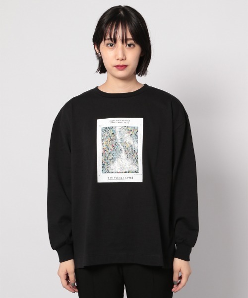 PAGEBOY（ページボーイ）の「ジャクソンポロックロンT /プリントロンT（Tシャツ/カットソー・レディース・オフホワイト/ブラック・FREE）」の5枚目の写真