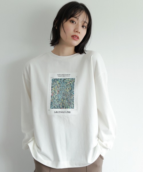 PAGEBOY（ページボーイ）の「ジャクソンポロックロンT /プリントロンT（Tシャツ/カットソー・レディース・オフホワイト/ブラック・FREE）」の15枚目の写真