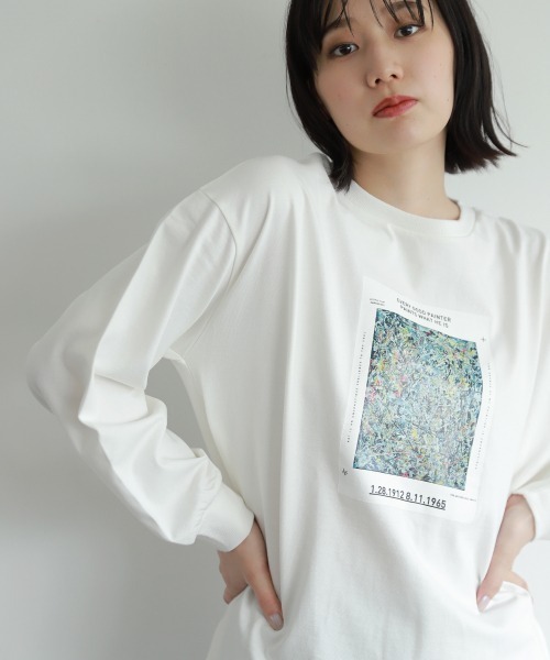 PAGEBOY（ページボーイ）の「ジャクソンポロックロンT /プリントロンT（Tシャツ/カットソー・レディース・オフホワイト/ブラック・FREE）」の16枚目の写真
