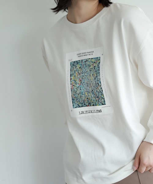 PAGEBOY（ページボーイ）の「ジャクソンポロックロンT /プリントロンT（Tシャツ/カットソー・レディース・オフホワイト/ブラック・FREE）」の14枚目の写真