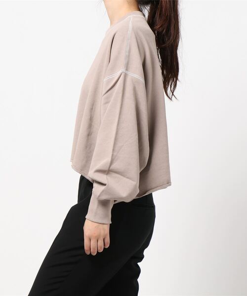 notch.（ノッチ）の「配色ステッチショートプルオーバー（Tシャツ/カットソー・レディース・チャコールグレー/ベージュ・M）」の3枚目の写真