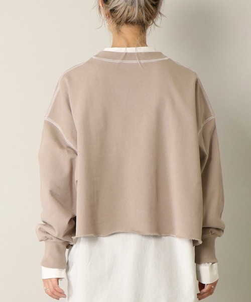 notch.（ノッチ）の「配色ステッチショートプルオーバー（Tシャツ/カットソー・レディース・チャコールグレー/ベージュ・M）」の5枚目の写真