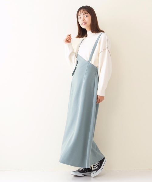 OUTDOOR PRODUCTS APPAREL（アウトドアプロダクツアパレル）の「ワンショルフレアージャンパースカート　ジャンスカ　アシメトリー　ワンショルダー　起毛ニットソー生地（ジャンパースカート・レディース・ブラウン系その他/ミント・MEDIUM/LARGE）」の10枚目の写真