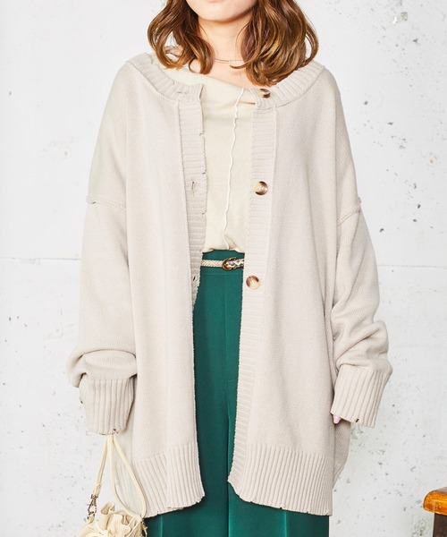 WEGO（ウィゴー）の「WEGO/ダメージマルチWAYカーディガン（カーディガン/ボレロ・レディース・オフホワイト/ブルー系その他/ライトベージュ/ブラック・FREE）」の4枚目の写真
