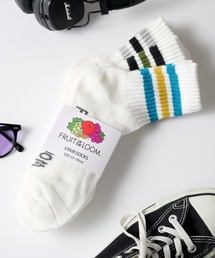 FRUIT OF THE LOOM（フルーツオブザルーム）の「【FRUIT OF THE LOOM】3パッククオーターソックス くるぶし丈ショートソックス  定番ラインソックス ■（ソックス/靴下）」
