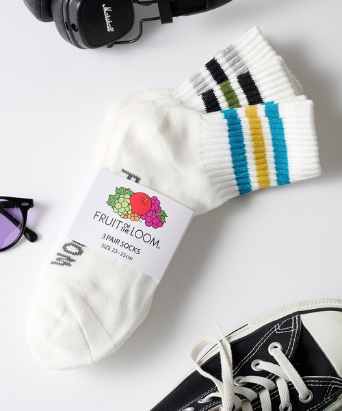 FRUIT OF THE LOOM(フルーツオブザルーム)の「【FRUIT OF THE LOOM】3足セット ラインソックス ロゴソックス クォーター丈 メンズ レディース ワンポイントロゴ 靴下 ■(ソックス/靴下・メンズ・その他1/その他/その他2/その他3/その他4/その他5/その他6/その他7/その他19/その他18/その他10/その他9/その他11/その他13/その他14/その他15/その他16/その他17/その他12・M/L)」の9枚目の写真
