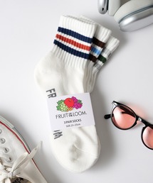 SETUP7（セットアップセブン）の「【FRUIT OF THE LOOM】3パッククオーターソックス くるぶし丈ショートソックス  定番ラインソックス ■（ソックス/靴下）」