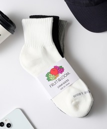 FRUIT OF THE LOOM（フルーツオブザルーム）の「【FRUIT OF THE LOOM】3パッククオーターソックス くるぶし丈ショートソックス  定番ラインソックス ■（ソックス/靴下）」