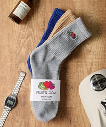 FRUIT OF THE LOOM（フルーツオブザルーム）の「【FRUIT OF THE LOOM】3パッククオーターソックス くるぶし丈ショートソックス  定番ラインソックス ■（ソックス/靴下）」