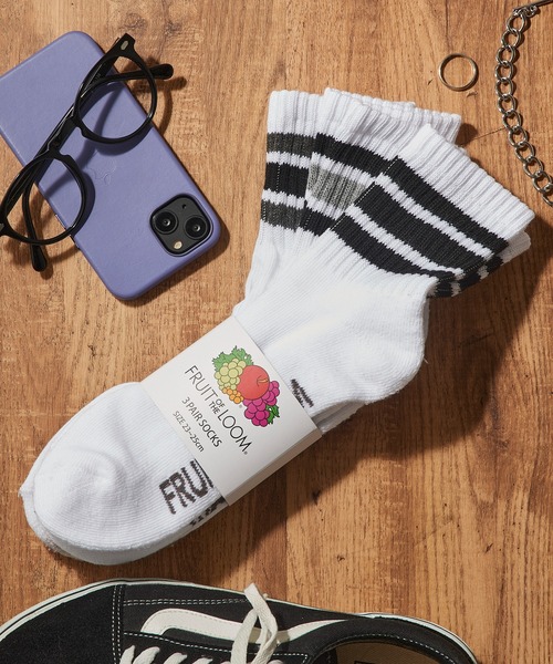 セール】【FRUIT OF THE LOOM】3パッククオーターソックス くるぶし丈