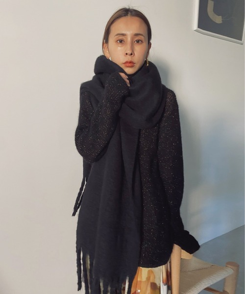 Ameri VINTAGE - AMERI UNDRESSED GLITTER TURTLE KNIT ブラック Ameri（アメリ）の「UNDRESSED GLITTER TURTLE KNIT（ニット