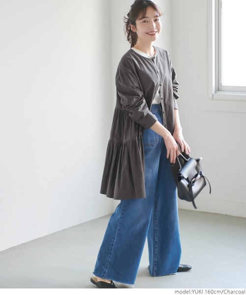 coca(coca)(コカ)の「\\新色登場//ギャザーフレアチュニックノーカラーシャツ(シャツ/ブラウス・レディース・ホワイト/チャコールグレー/ラベンダー/ブラウン・ONE SIZE/L/M)」の16枚目の写真