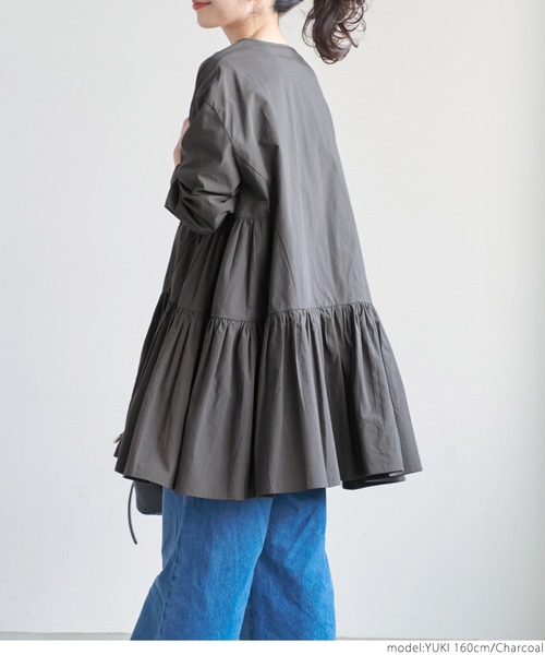 coca(coca)(コカ)の「\\新色登場//ギャザーフレアチュニックノーカラーシャツ(シャツ/ブラウス・レディース・ホワイト/チャコールグレー/ラベンダー/ブラウン・ONE SIZE/L/M)」の12枚目の写真