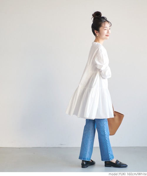 coca(coca)(コカ)の「\\新色登場//ギャザーフレアチュニックノーカラーシャツ(シャツ/ブラウス・レディース・ホワイト/チャコールグレー/ラベンダー/ブラウン・ONE SIZE/L/M)」の9枚目の写真