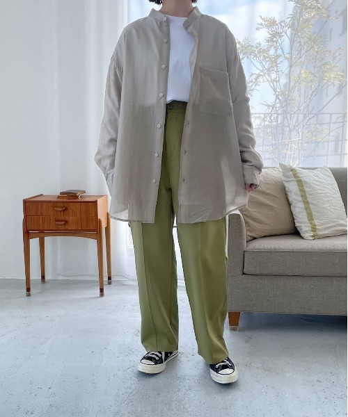 flaner（フラネ）の「ルーズシアーシャツ（シャツ/ブラウス・レディース・グレイッシュベージュ/グリーン/ダークブラウン・FREE）」の8枚目の写真