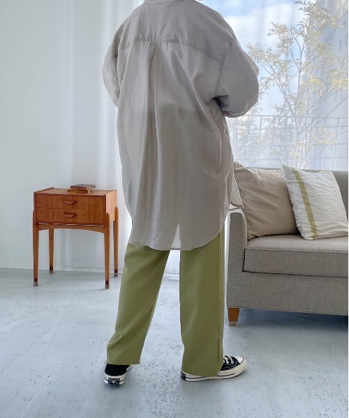 flaner（フラネ）の「ルーズシアーシャツ（シャツ/ブラウス・レディース・グレイッシュベージュ/グリーン/ダークブラウン・FREE）」の9枚目の写真