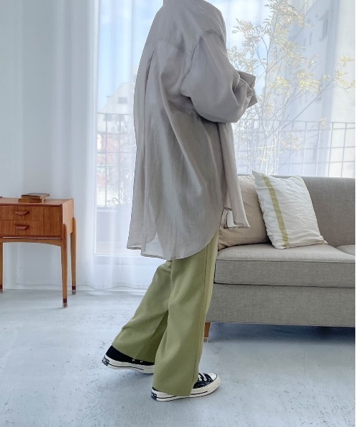 flaner（フラネ）の「ルーズシアーシャツ（シャツ/ブラウス・レディース・グレイッシュベージュ/グリーン/ダークブラウン・FREE）」の10枚目の写真