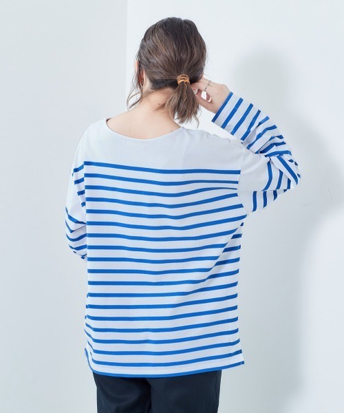 cepo（セポ）の「ボーダーボートネックロンＴｅｅ（Tシャツ/カットソー・レディース・ブルー系/ベージュ系/グリーン系/ブラック系・M）」の6枚目の写真