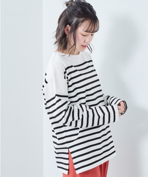 cepo（セポ）の「ボーダーボートネックロンＴｅｅ（Tシャツ/カットソー・レディース・ブルー系/ベージュ系/グリーン系/ブラック系・M）」の13枚目の写真