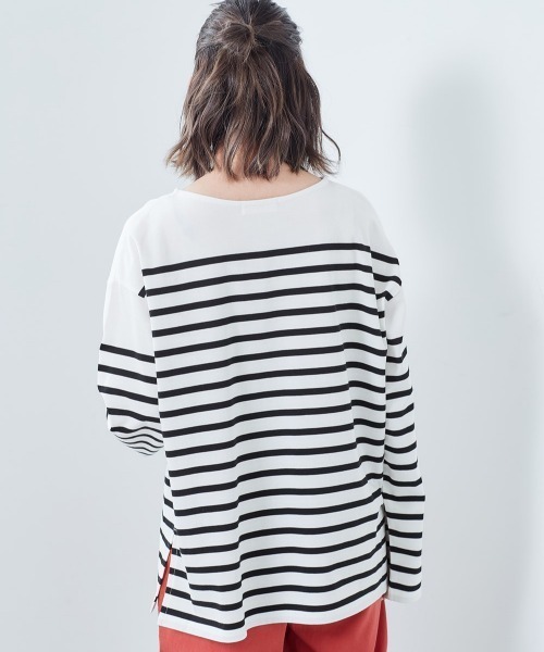 cepo（セポ）の「ボーダーボートネックロンＴｅｅ（Tシャツ/カットソー・レディース・ブルー系/ベージュ系/グリーン系/ブラック系・M）」の7枚目の写真