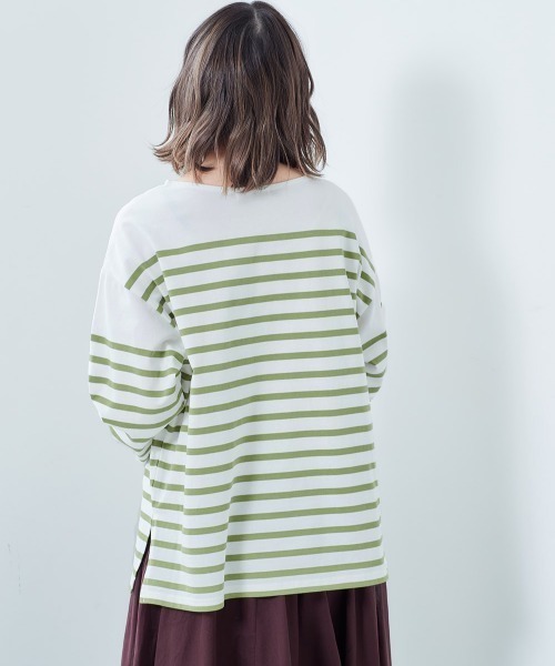 cepo（セポ）の「ボーダーボートネックロンＴｅｅ（Tシャツ/カットソー・レディース・ブルー系/ベージュ系/グリーン系/ブラック系・M）」の14枚目の写真