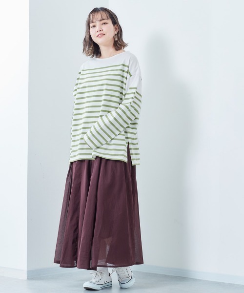 cepo（セポ）の「ボーダーボートネックロンＴｅｅ（Tシャツ/カットソー・レディース・ブルー系/ベージュ系/グリーン系/ブラック系・M）」の8枚目の写真