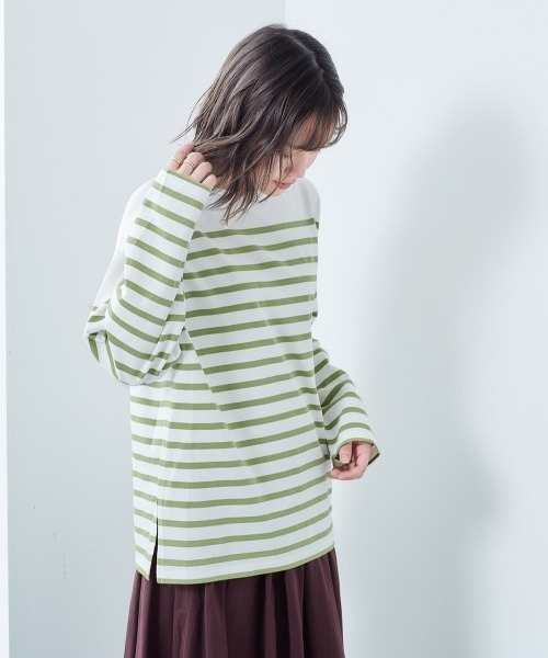 cepo（セポ）の「ボーダーボートネックロンＴｅｅ（Tシャツ/カットソー・レディース・ブルー系/ベージュ系/グリーン系/ブラック系・M）」の10枚目の写真