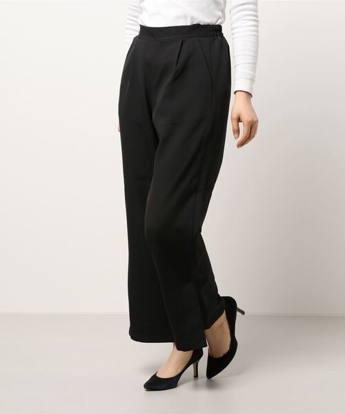 KOBE LETTUCE（コウベレタス）の「タック入りサイドスリットワイドスラックスパンツ（スラックス・レディース・グレイッシュベージュ/ミント/カーキ/パープル/イエロー/ブラック・FREE）」の2枚目の写真