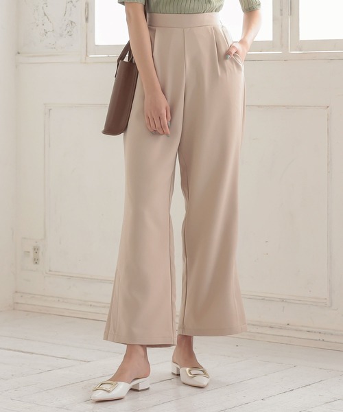 KOBE LETTUCE（コウベレタス）の「タック入りサイドスリットワイドスラックスパンツ（スラックス・レディース・グレイッシュベージュ/ミント/カーキ/パープル/イエロー/ブラック・FREE）」の3枚目の写真