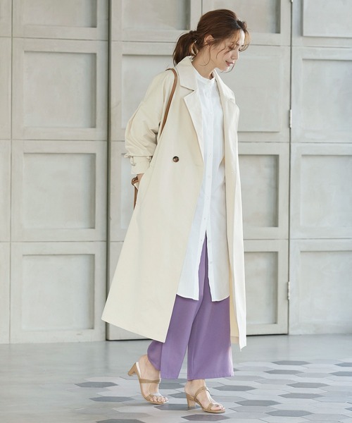 KOBE LETTUCE（コウベレタス）の「タック入りサイドスリットワイドスラックスパンツ（スラックス・レディース・グレイッシュベージュ/ミント/カーキ/パープル/イエロー/ブラック・FREE）」の13枚目の写真