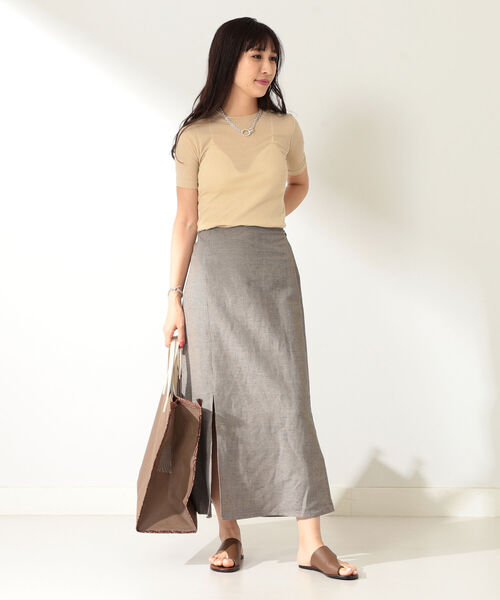 未使用品✨Demi-luxe BEAMS スリットスカート リネン混 紺 34 未使用品✨Demi-luxe BEAMS スリットスカート リネン混 紺 34